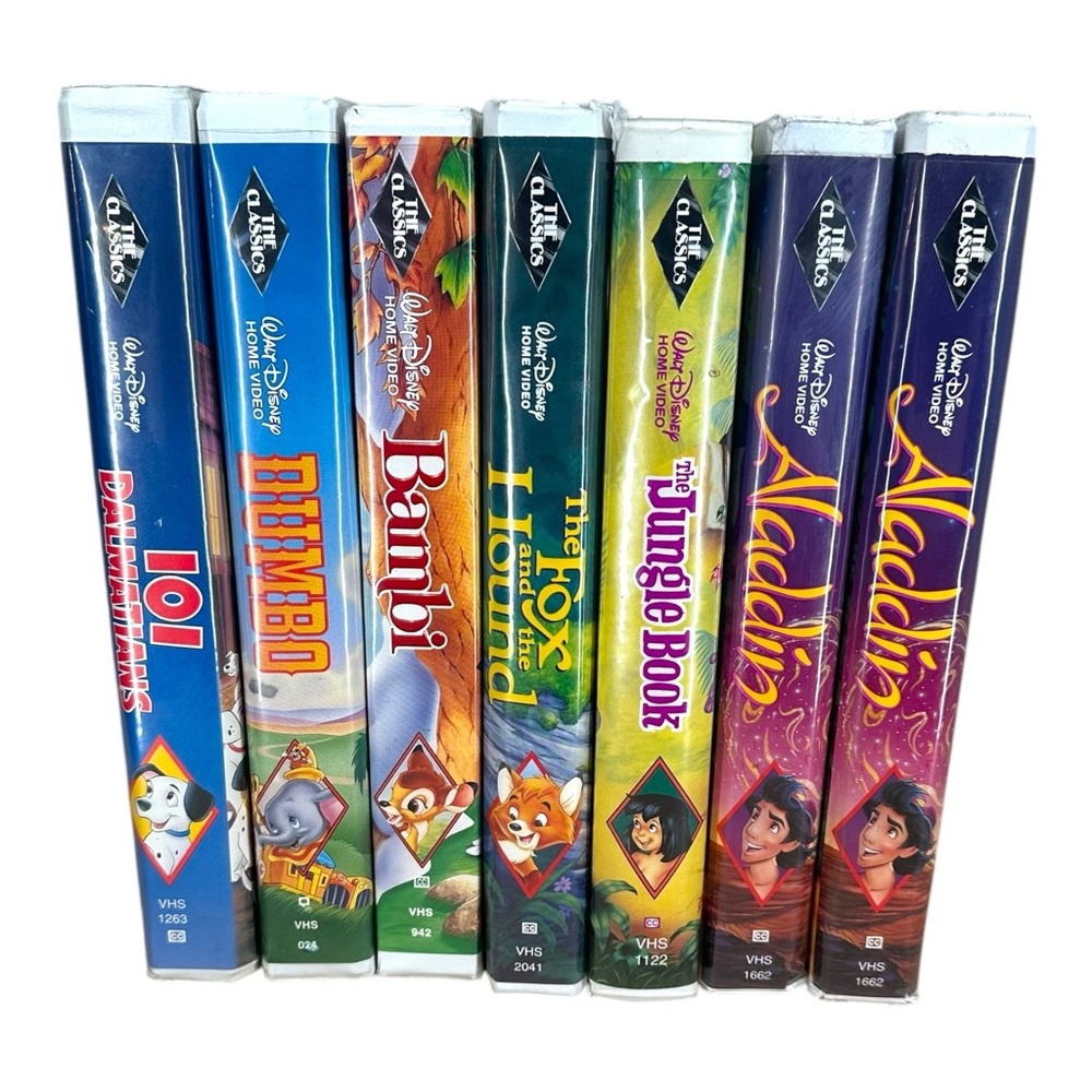 Walt Disney Black Diamond Classic‎ VHS Tapes Aladdin Jungle Book Bambi Fox Dumbo